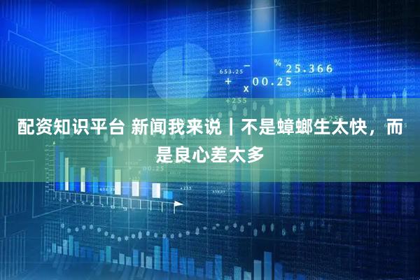 配资知识平台 新闻我来说｜不是蟑螂生太快，而是良心差太多